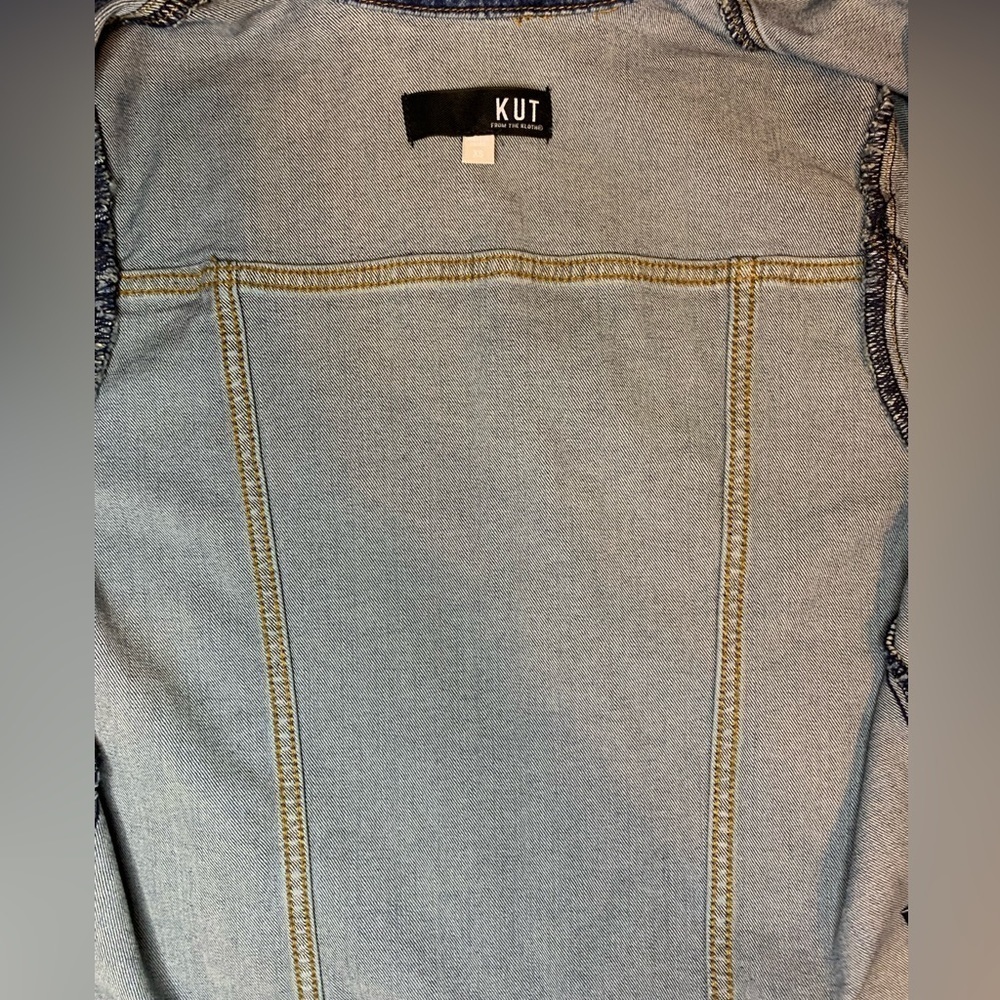 Kut From the Kloth Brene Raw Hem Women’s Stretch Blue Denim Jacket SZ XS! - Picture 9 of 10